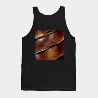 Brown Imitation leather stripes, natural and ecological leather print #26 Tank Top